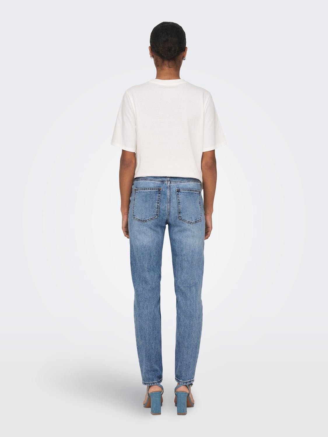 ONLEMILY Hohe Taille Gerade geschnitten Jeans Medium Blue Denim