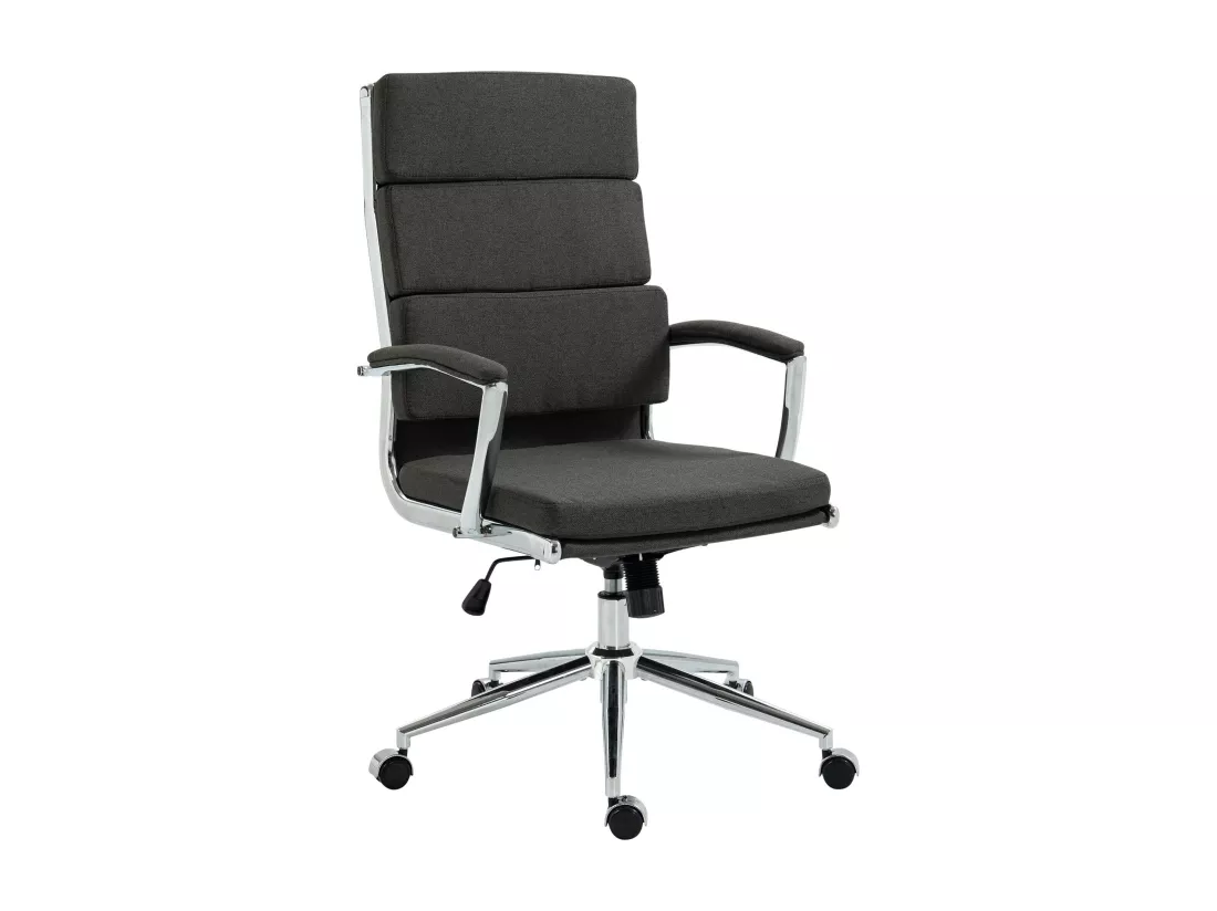 Chaise de bureau - Tissu & Métal chromé - Gris foncé - Cleveland