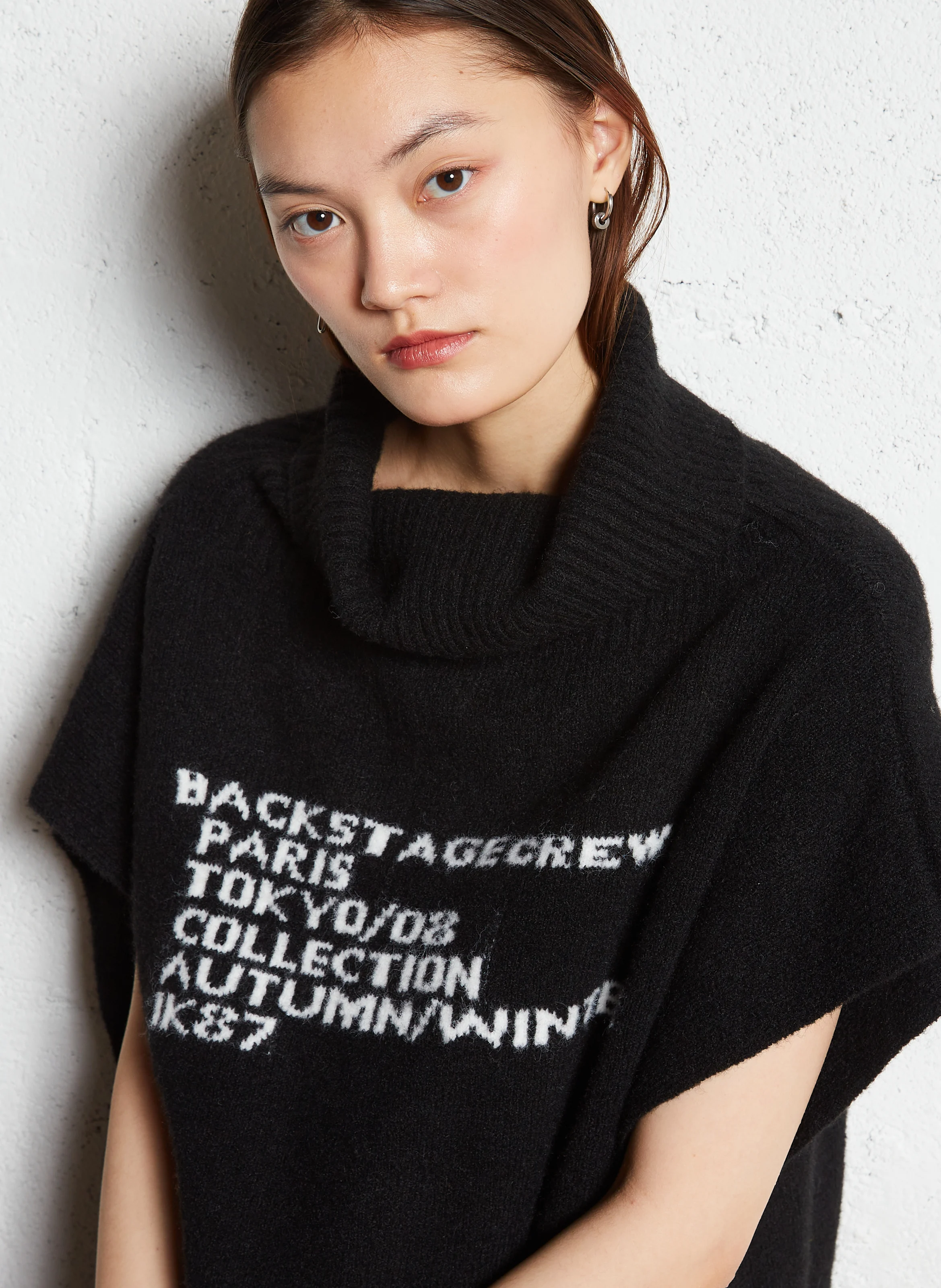 Poncho oversize col roulé | Noir