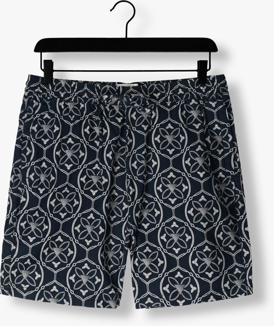 PURE PATH donkerblauwe pure path korte broek shorts with all-over-print and cords