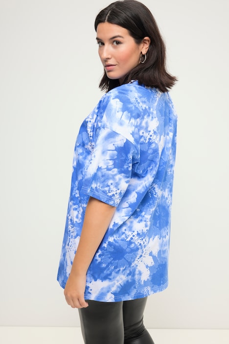 T-Shirt, oversized, Batikprint, Statement, Rundhals, Halbarm
