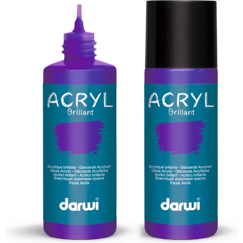 Darwi Flacon de 80 ml de Peinture Acrylique Universelle Brillante - Violet