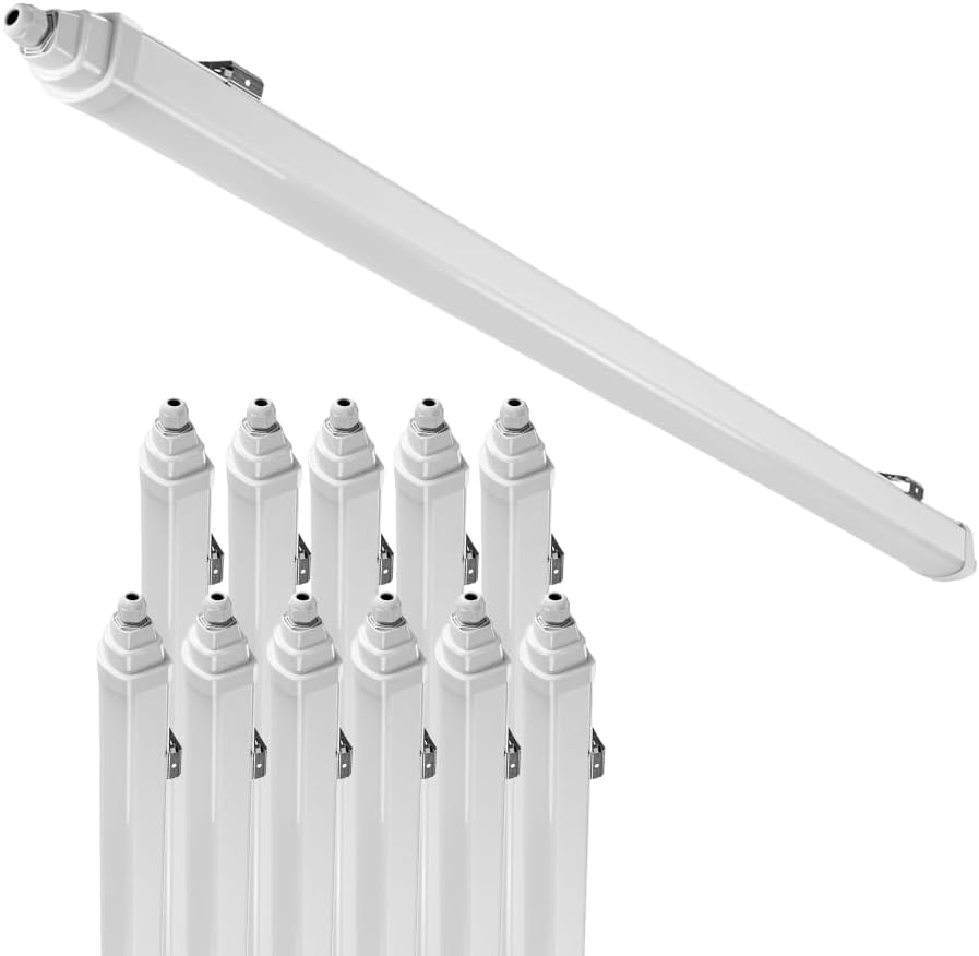 LUXULA 12x LED Feuchtraumleuchte 120cm Wannenleuchte 36W 4000K Neutralweiß 4320lm - Verknüpfbar - IP65 Wasserdicht - LED Werkstattlampe flach Kellerlampe Garagenlampe - Reihenschaltung