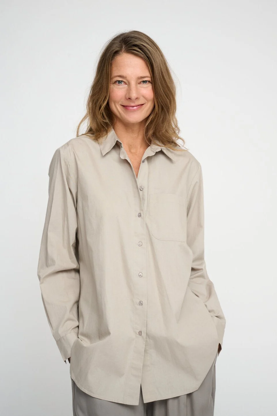 Moshi Moshi Mind  Gaia poplin skjorte - Willow Grey