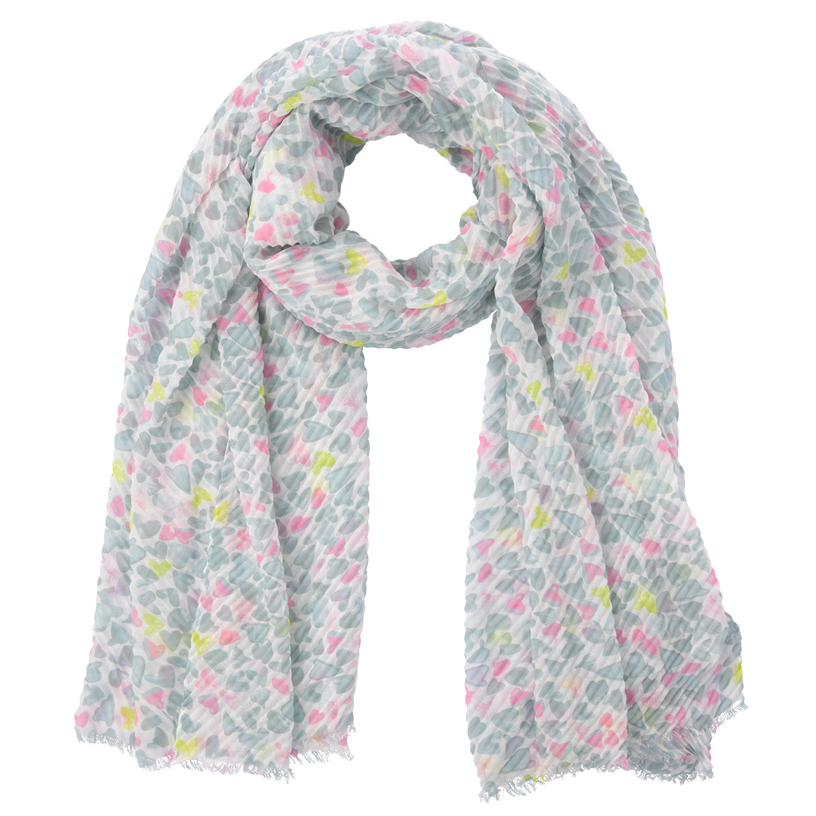 Gina Damen Tuch mit Herz-Allover helltürkis / weiss / rosa