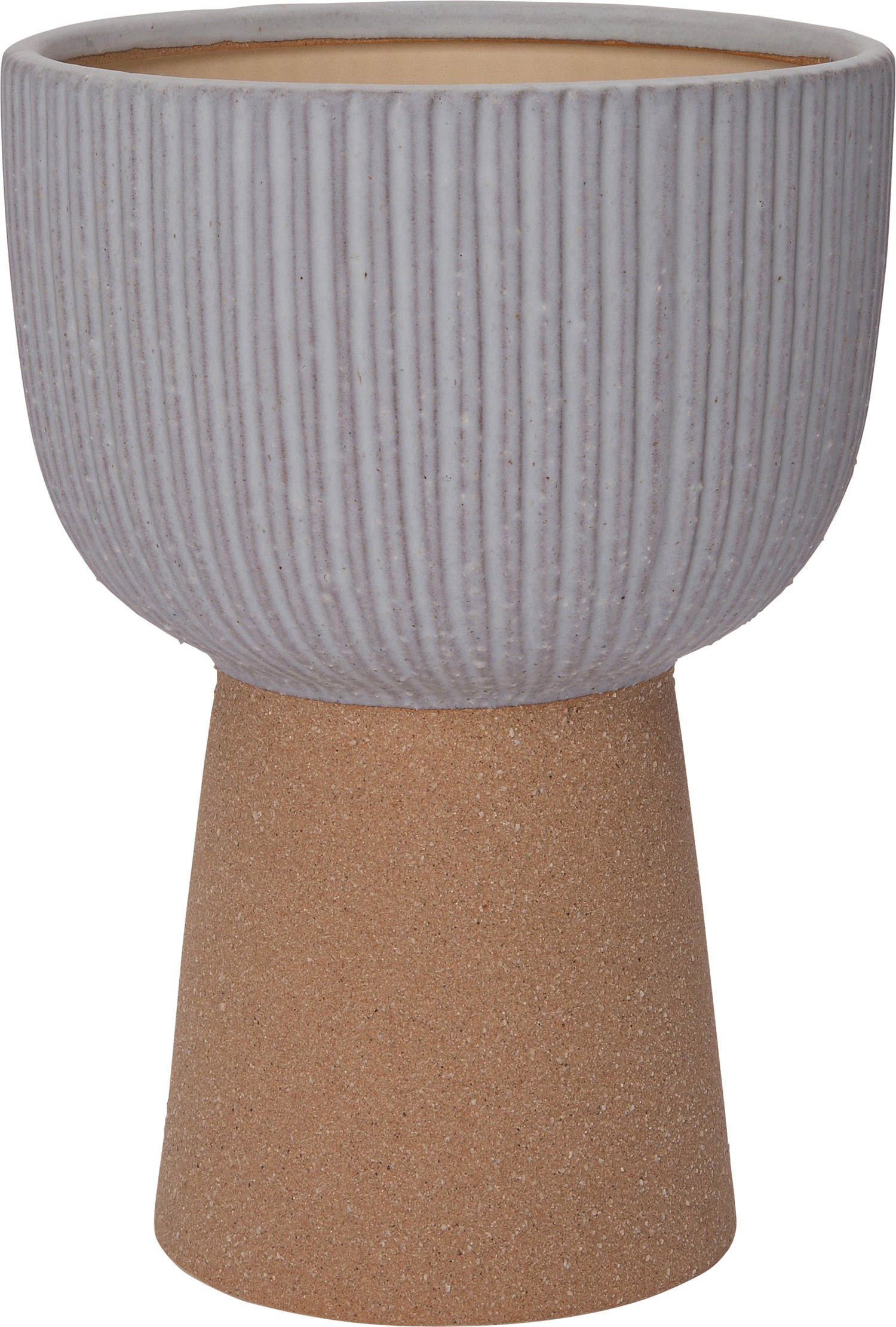Intratuin bloempot op voet Jill grijs / bruin 19,5 x 19,5 x 27,5 cm