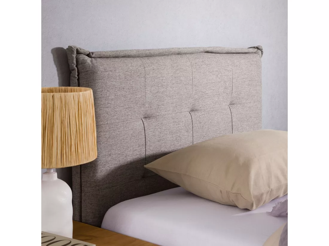 Tête de lit JALEYA 90 capitonnée, En tissu rembourré, Pieds en bois, Design élégant, Pour lits 90 cm, Gris
