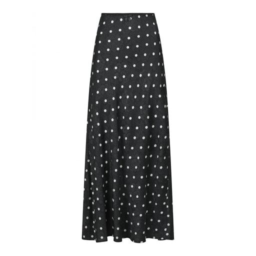 Neo Noir Lola Retro Dot Long Nederdel, Black, 38