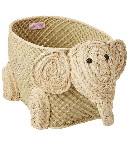 Rice Opbevaringskurv - Raffia/S?gr?s - Lille Elefant - Natur
