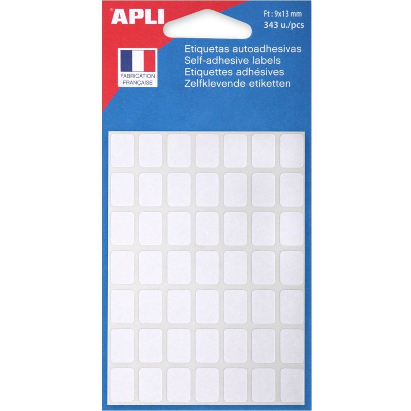 Etiquettes blanches 9 x 13 mm Apli pour écriture manuelle - Pochette de 343