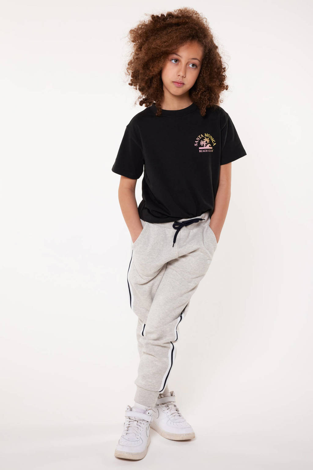 America Today slim fit joggingbroek Car Jr wit