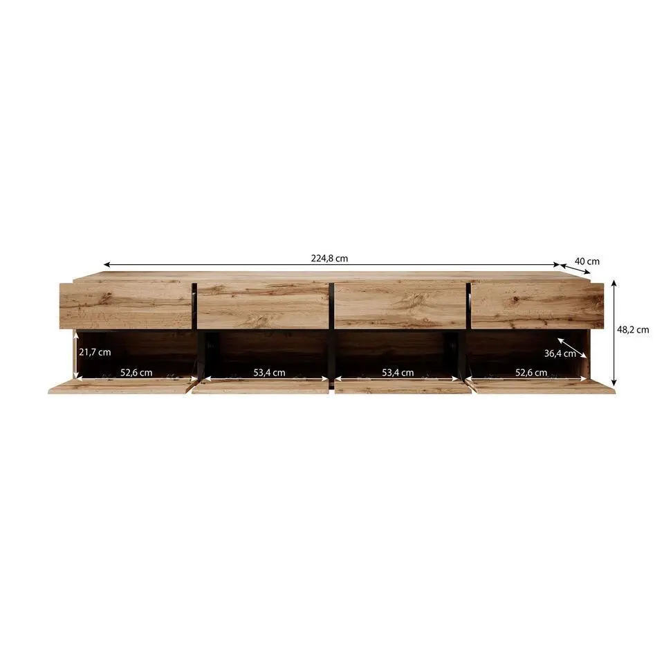 Meubella - TV-Meubel Cainan - Groen - 225 cm