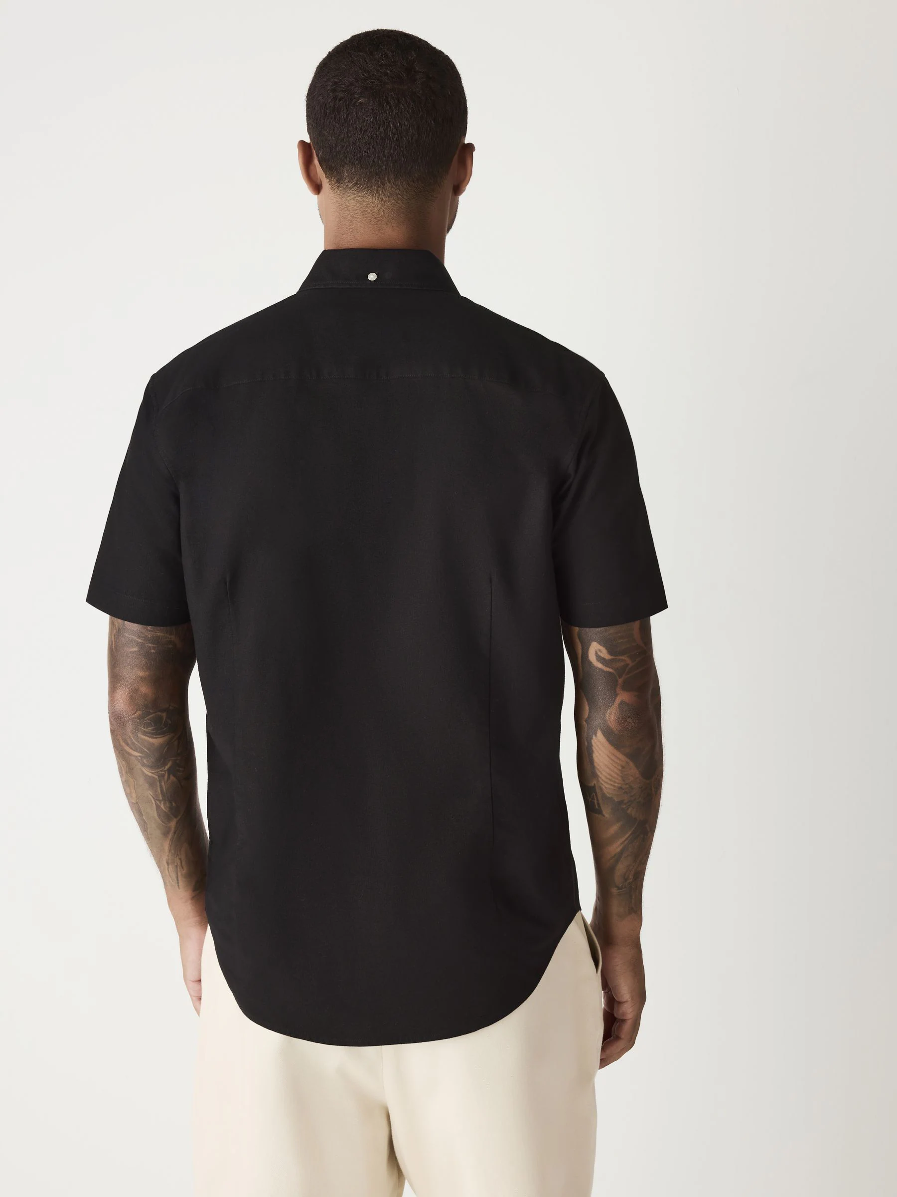 Zwart - Slim Fit - Oxford-overhemd met korte mouwen