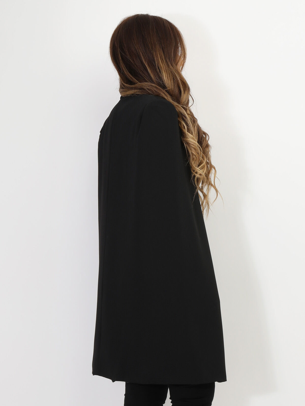 Manteau cape à boutons officier- Noir