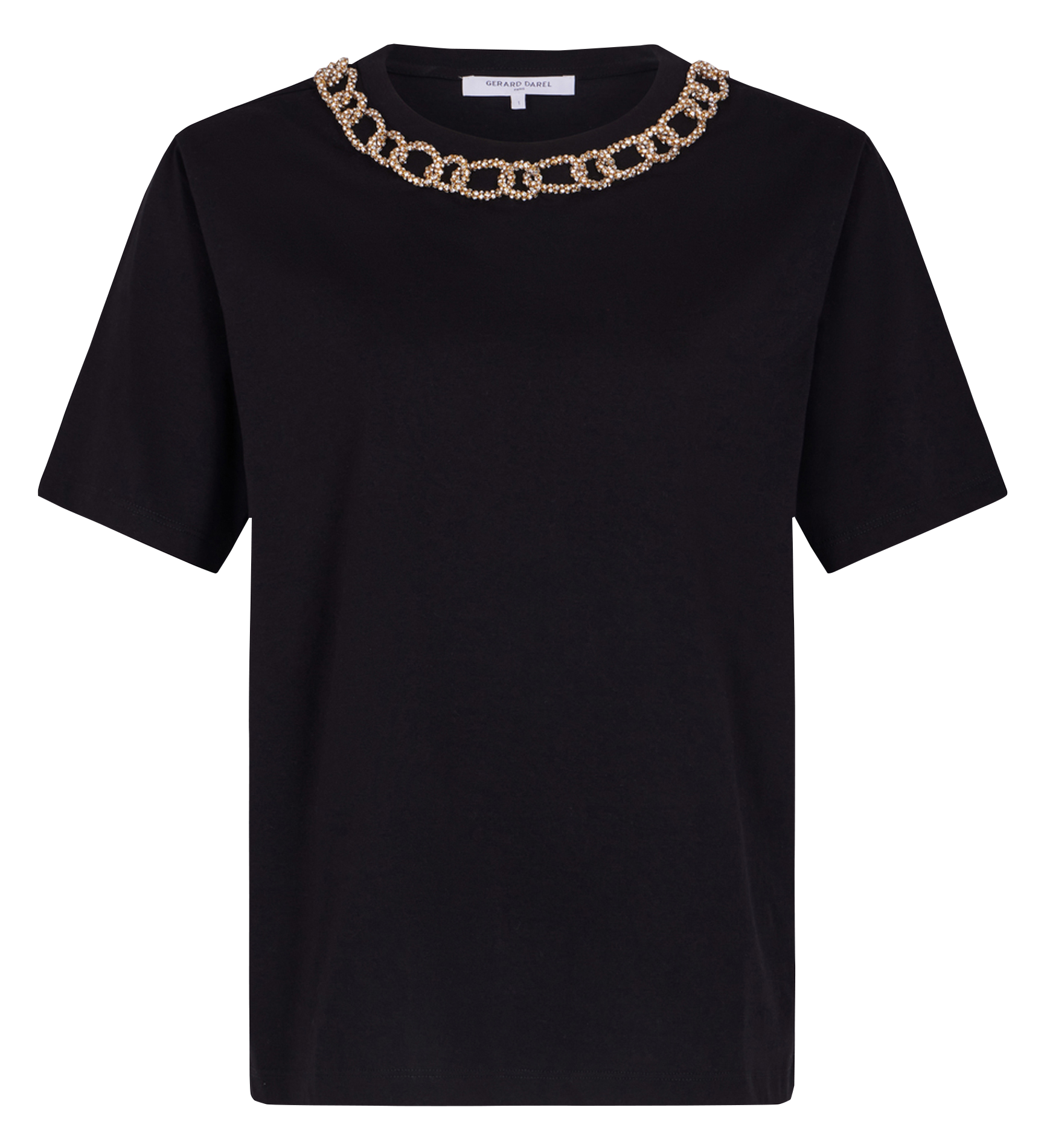 AGNES - Tee-shirt col rond droit en coton | Noir