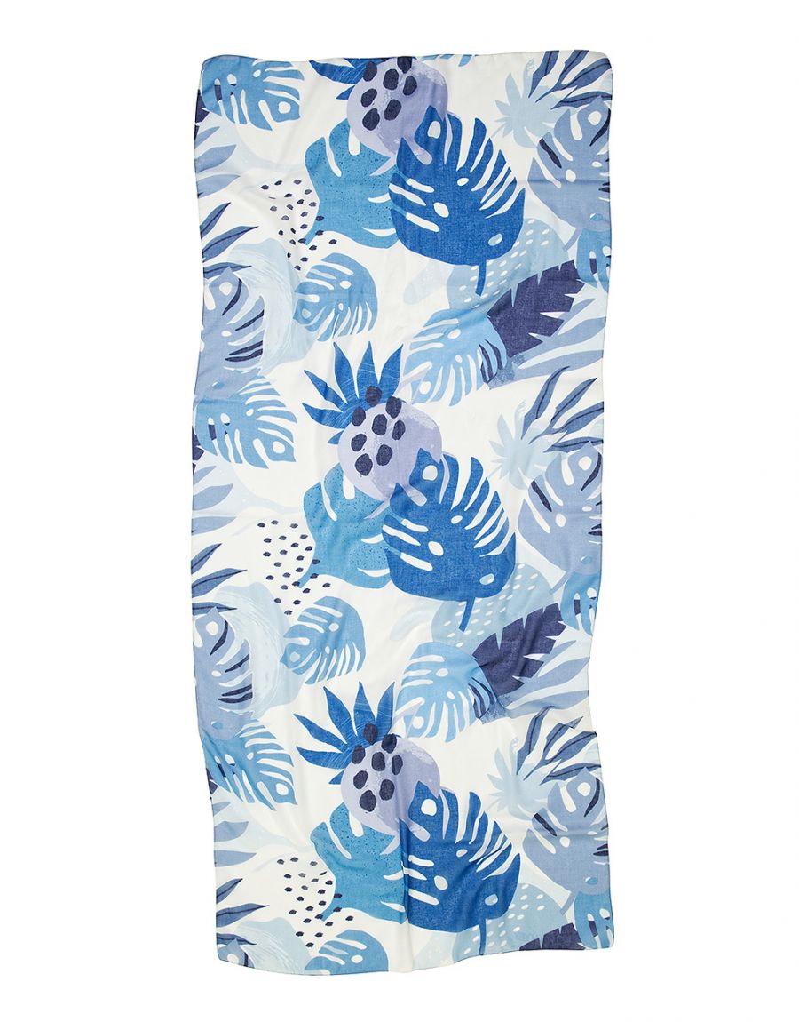Foulard bleu feuillages