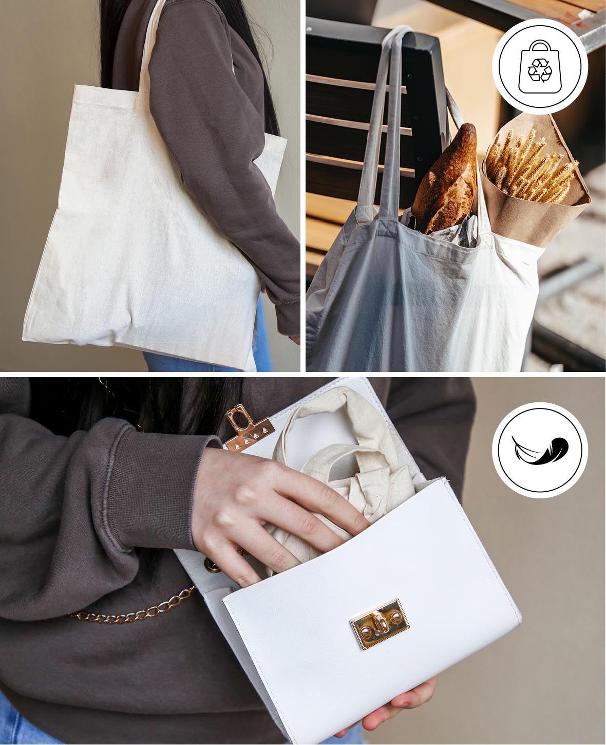 (8er Set) Baumwolle Tasche DIY Tote Bag - Beige