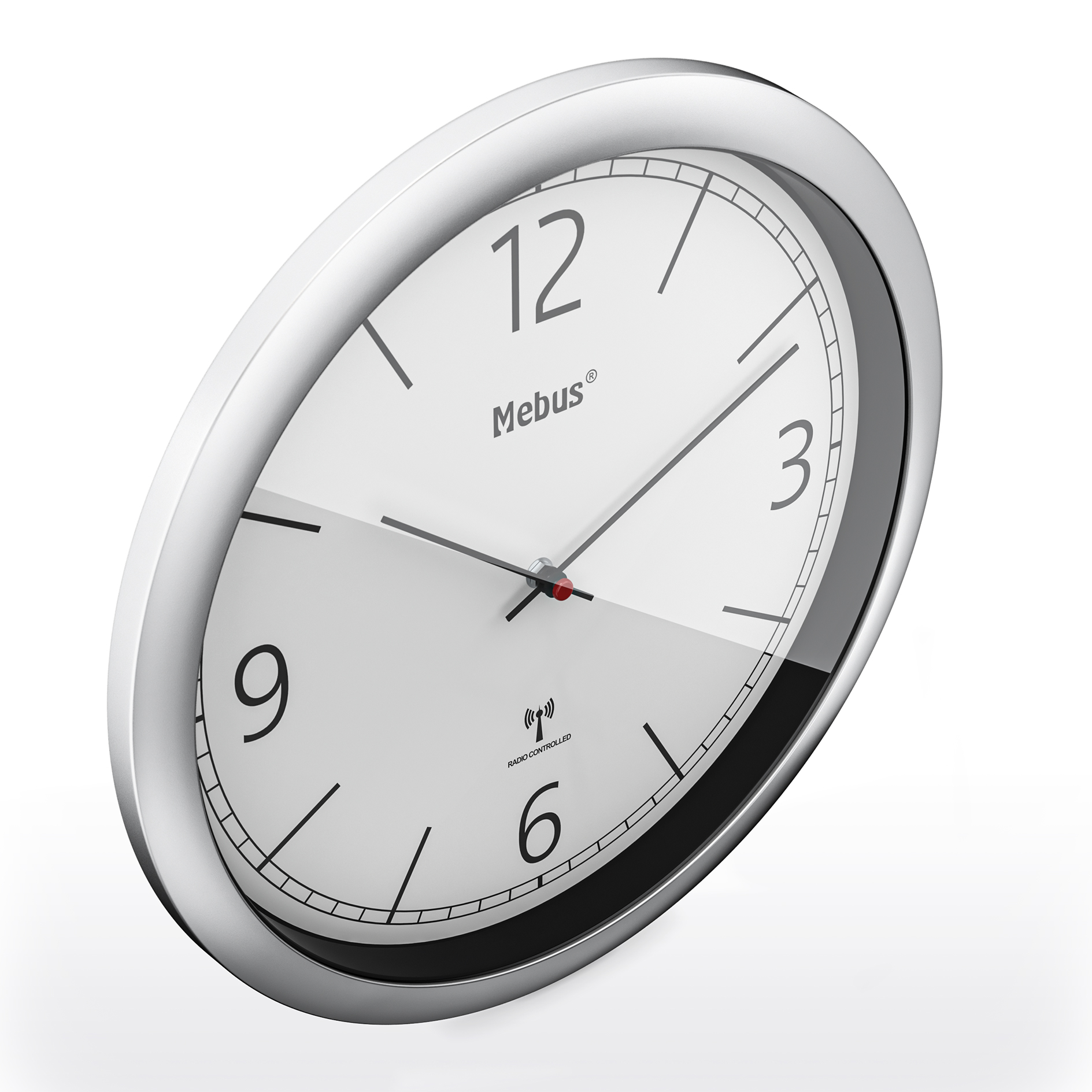 MEBUS Funk-Wanduhr - silber-grau - Ø 25 cm