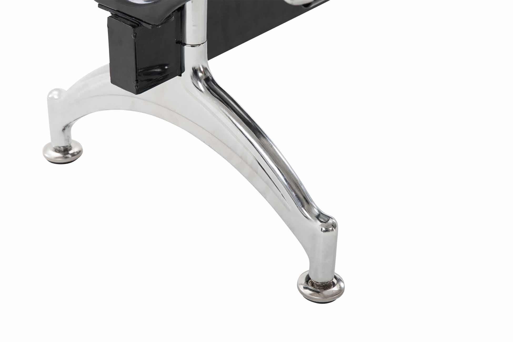 CLP 5er Wartebank CENTRAL mit Metallgestell in Chrom-Optik I Robuste Bank aus Metall