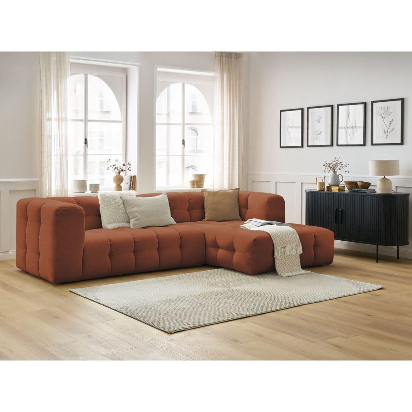 Bobochic Canapé d'angle droit cloud orange - 288x184x75 cm