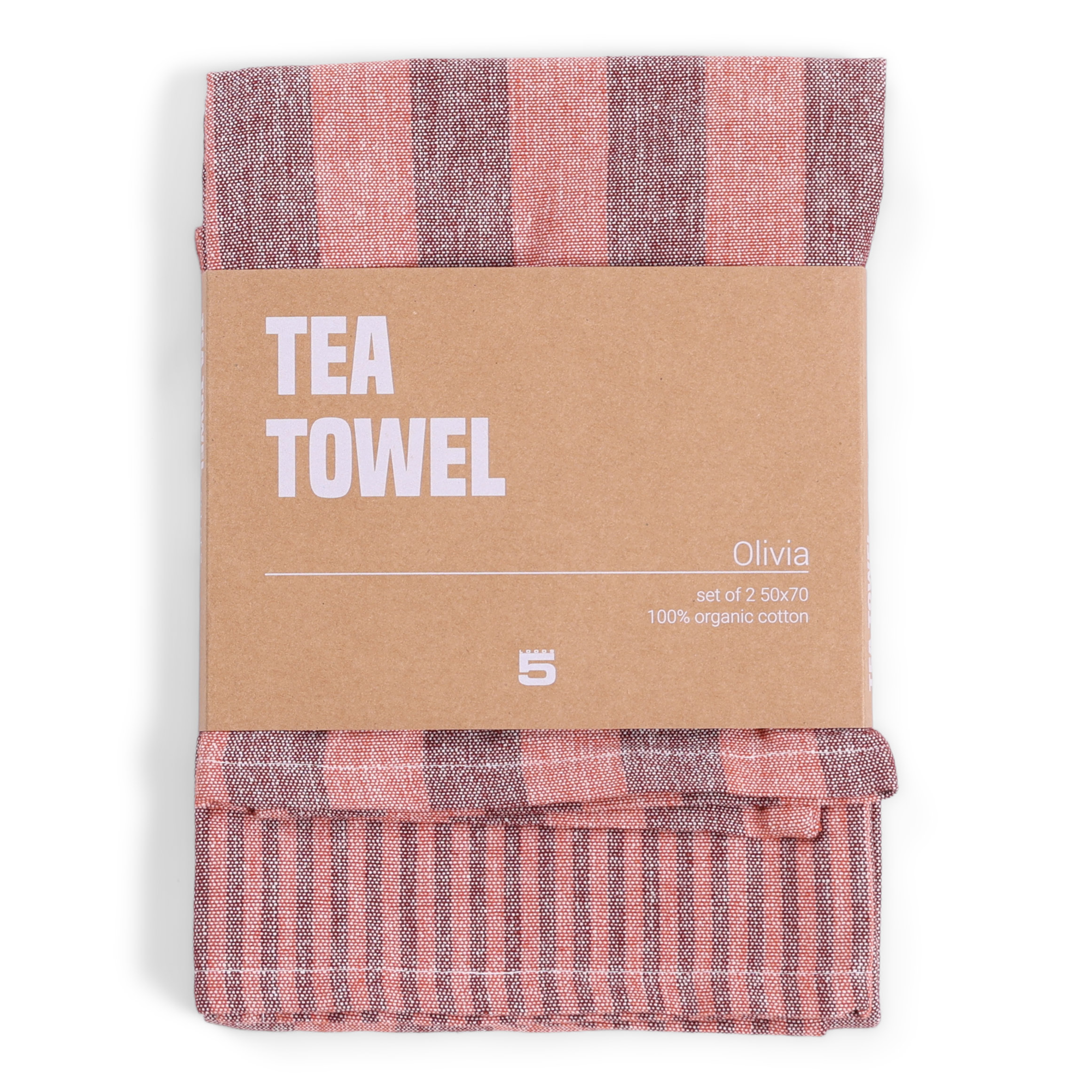 Theedoek Olivia fired brick dust - set van 2
