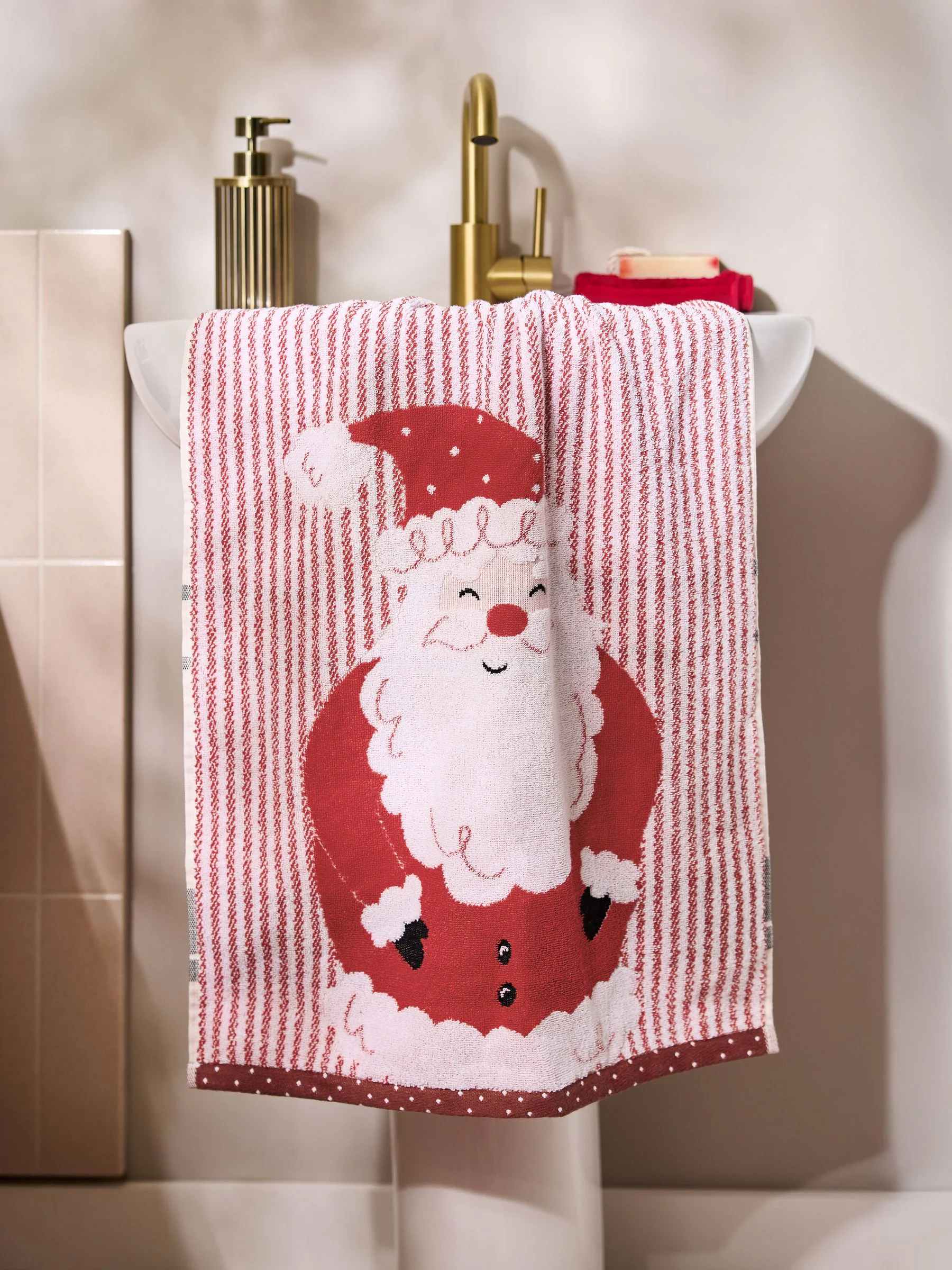 Kersthanddoek met kerstmanprint