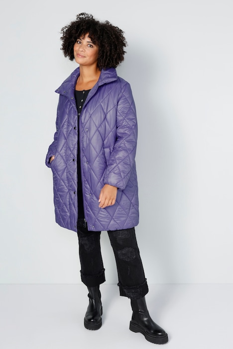 Steppjacke, oversized, Rhombenstepp, 2-Wege-Zipper, Langarm