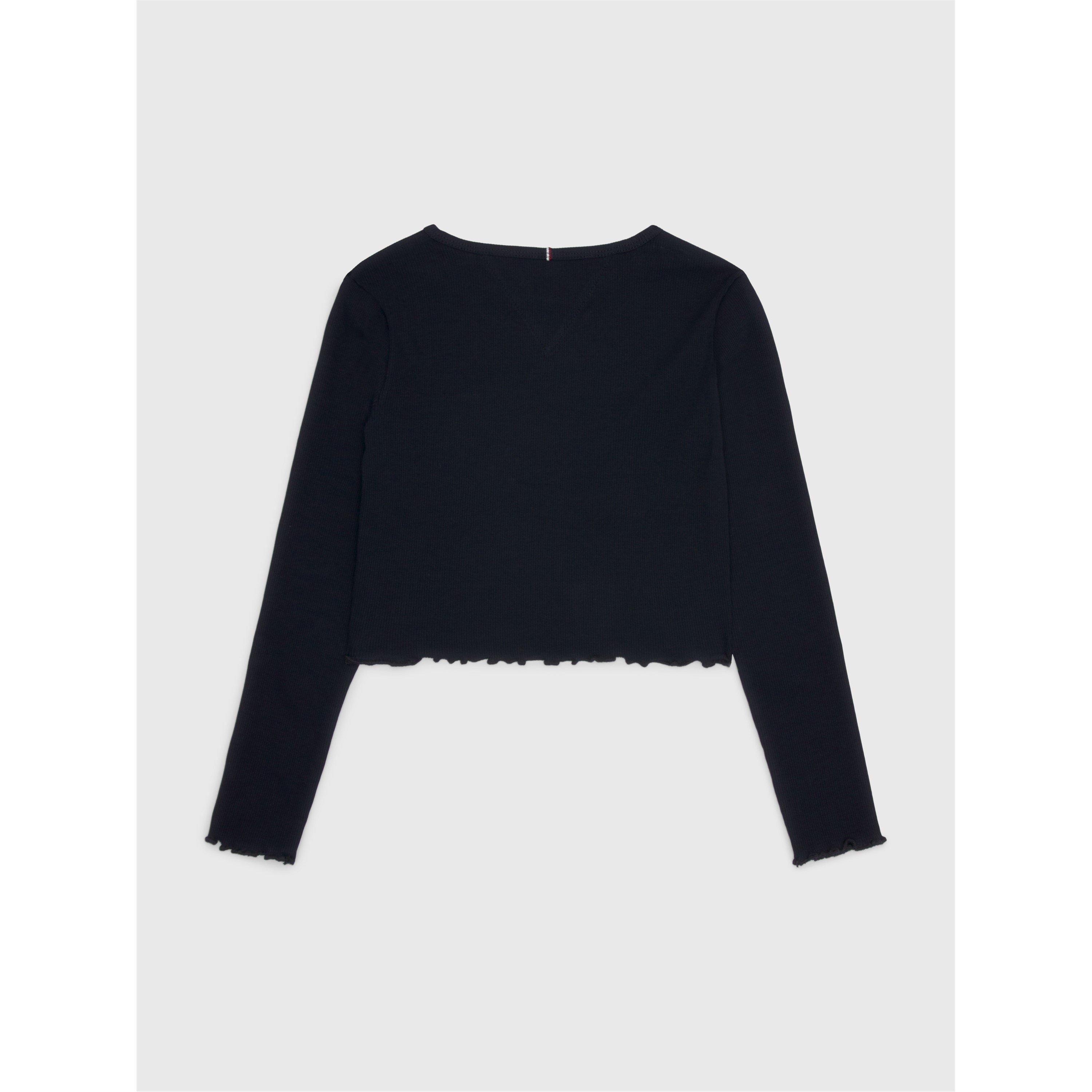 Tommy Hilfiger Essential Ruffle Fitted Long Sleeve T Shirt