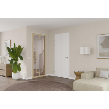 Arne & Bodil binnendeur ABE108 brons glas - licht eiken houtlook afwerking