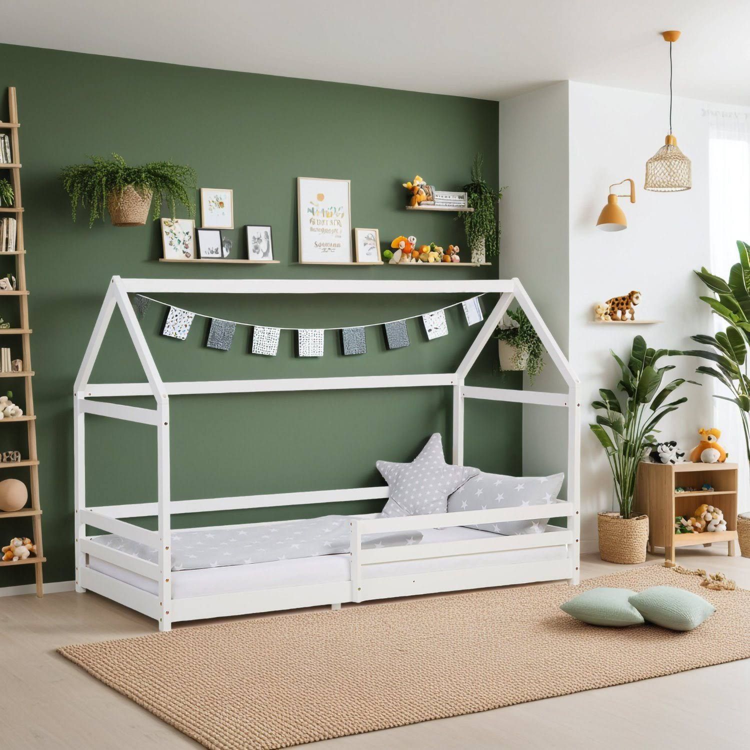 Homestyle4u Kinderbett mit Lattenrost Weiß