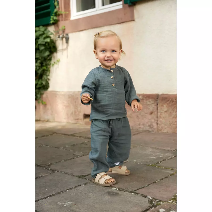 LÄSSIG Musselin Langarmshirt petrol green