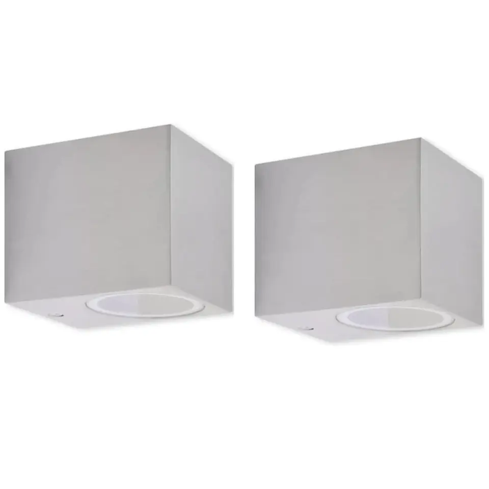 vidaXL - Buitenlamp - Zilver - Aluminium - 6.8 x 9.2 x 8.1 cm - 2 stuks