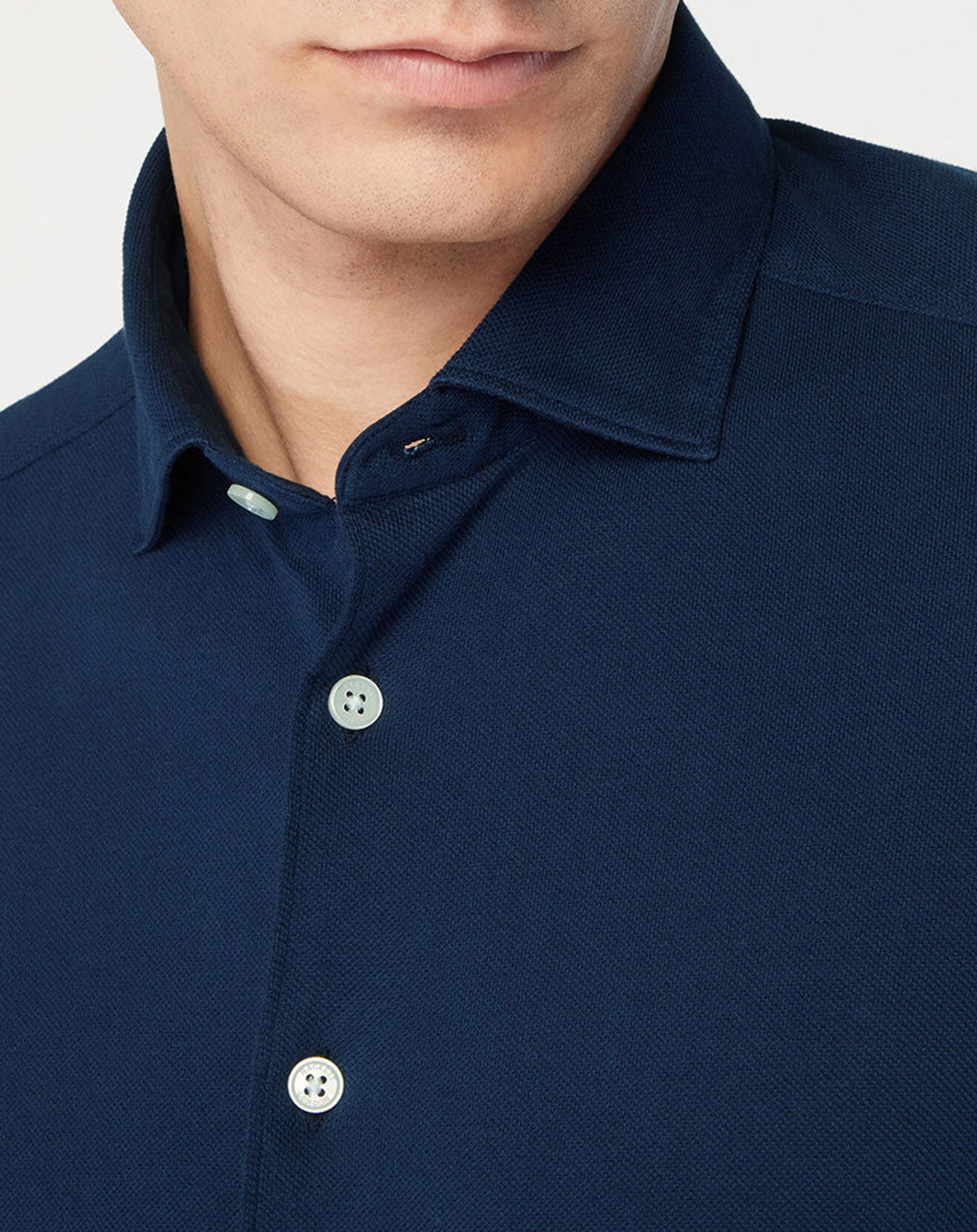 Hackett London Chemise Slim Fit Unie Piquée bleu marine
