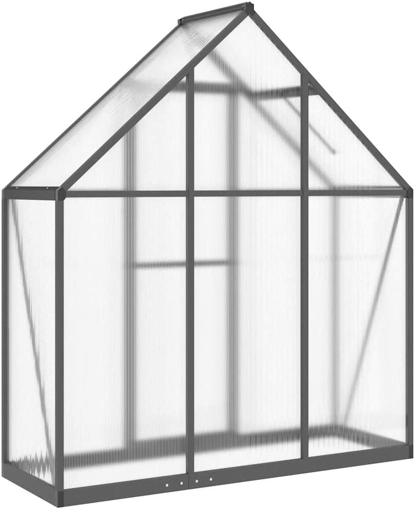 Gewächshaus Aluminium mit Fundament 169 x 58 x 195 cm Gewächshäuser Alu mit Fundamentrahmen Gewächshaus Glas Tomatenhaus Aluminium Anthrazit