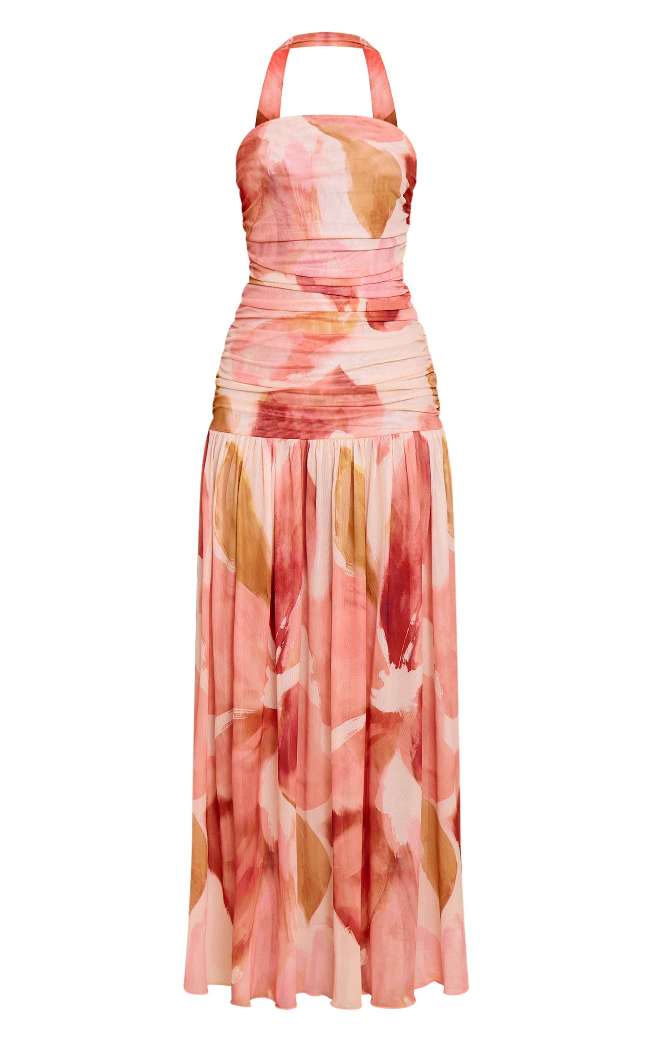 Gris Pierre Robe Maxi Taille Basse Avec Foulard Froncé