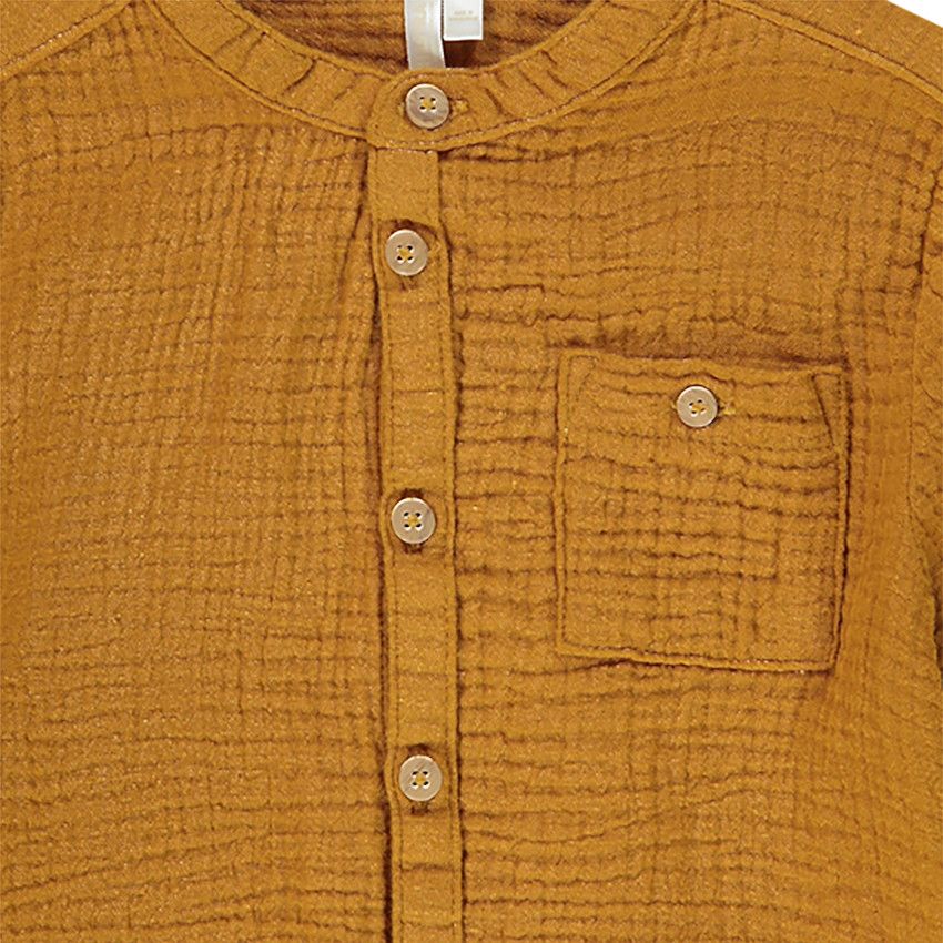 Chemise manches longues en tetra pour bébé garçon - Moutarde