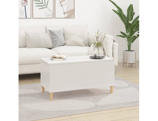 VIDAXL - Table basse blanc brillant 90x44,5x45 cm bois d'ingénierie