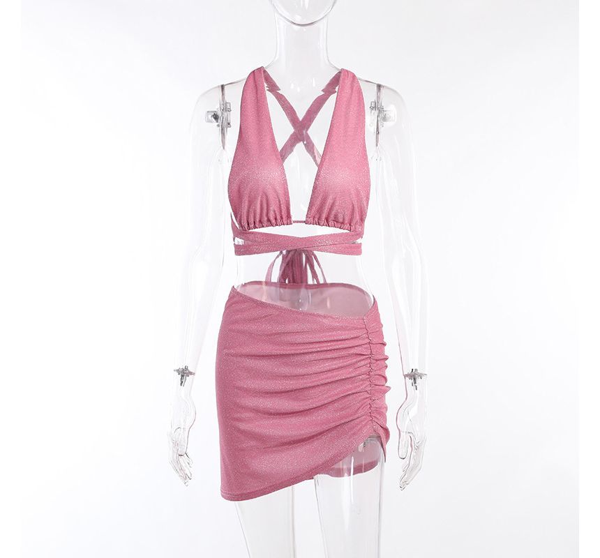 Sheparon - Set: Bralette met strikbandje + mini-kokerrok