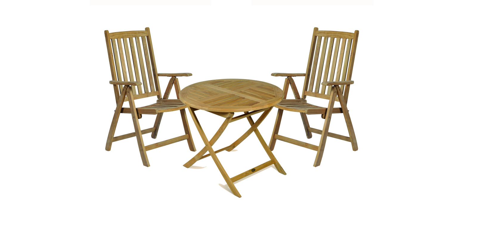 3-teilige Tischgruppe SOLO 01 - natur - Teak Massivholz