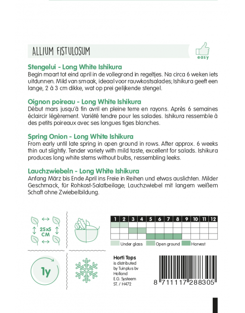 Hortitops Stengelui Long White Ishikura - Groentezaden - 2 g