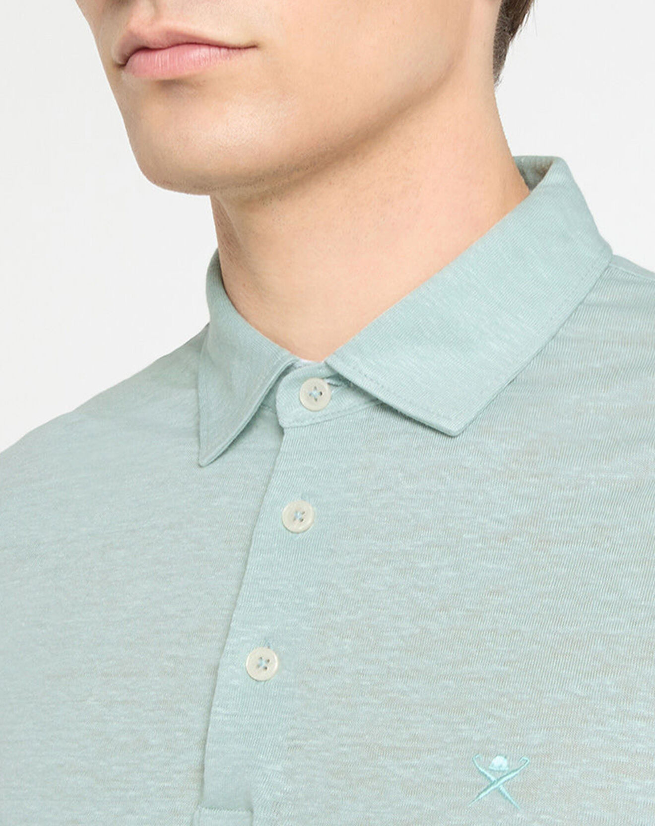 Hackett London Polo 100% Lin Chambray céladon
