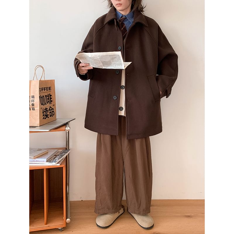 Plummie - Effen oversized enkelrijsjas met reverskraag