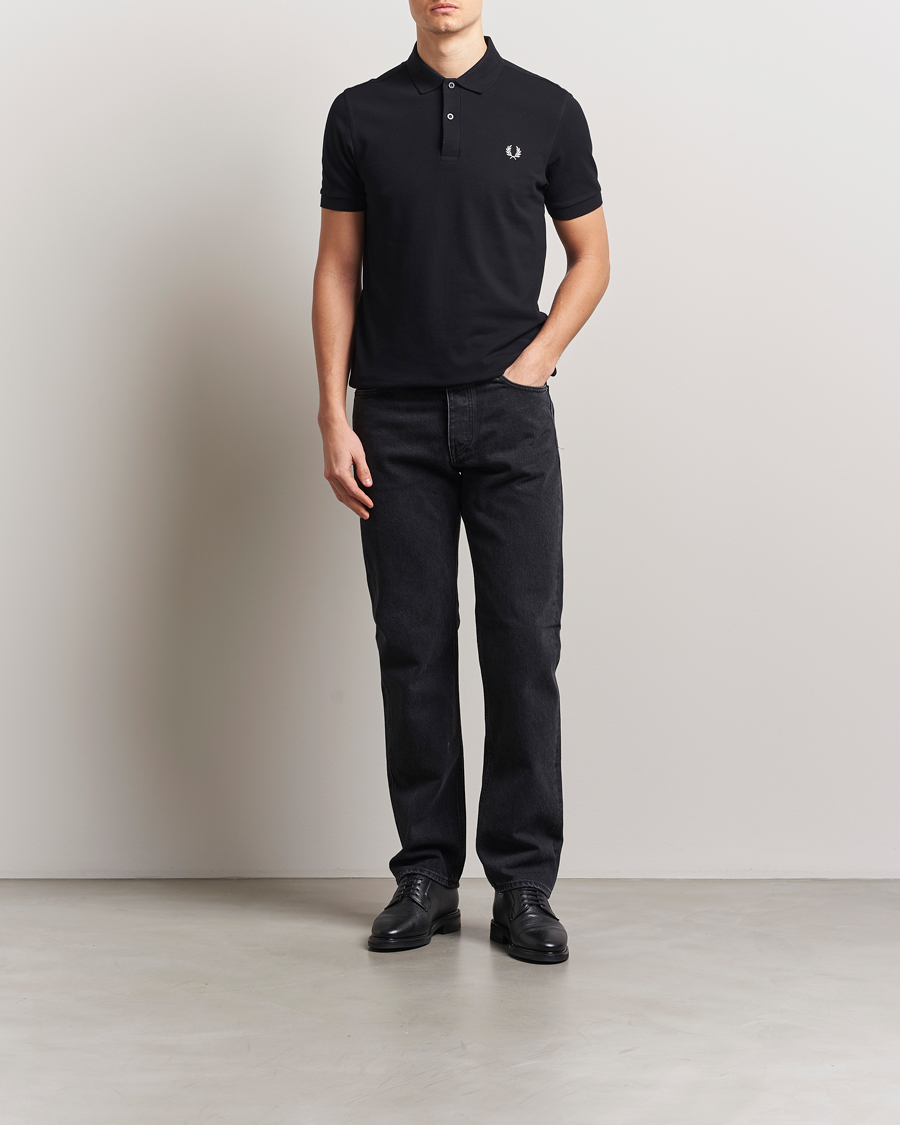 Fred Perry Plain Polo Shirt Black