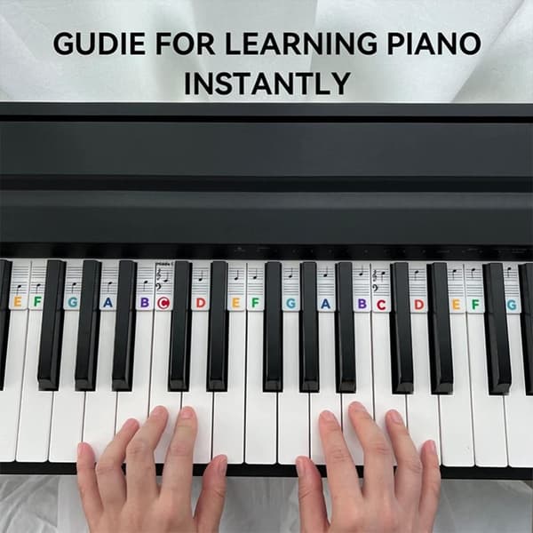 INF Avtakbare note-etiketter til piano og keyboard, 61 tangenter Flerfarget
