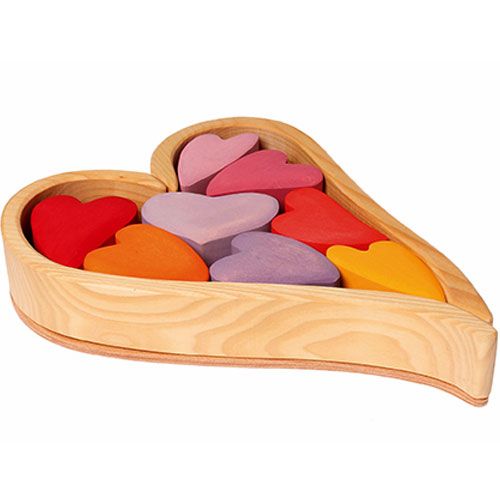 Grimm's houten stapel harten - rood