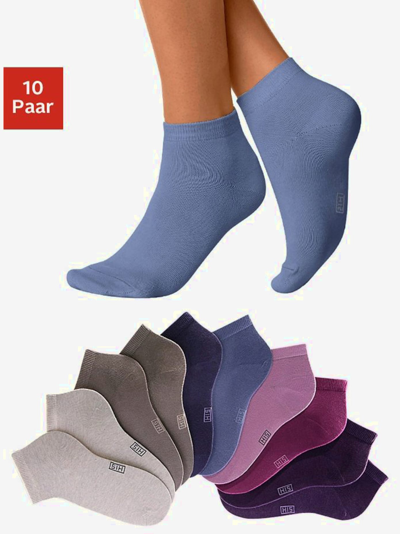 Lot de 10 socquettes dans différentes gammes de couleurs