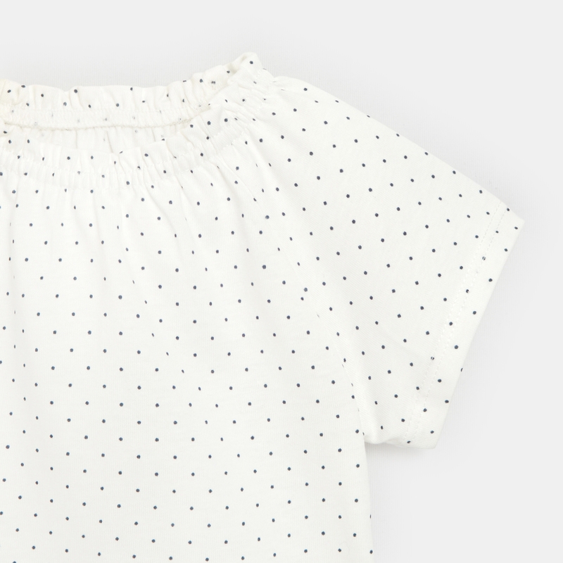T-shirt col élastiqué jaune bébé fille