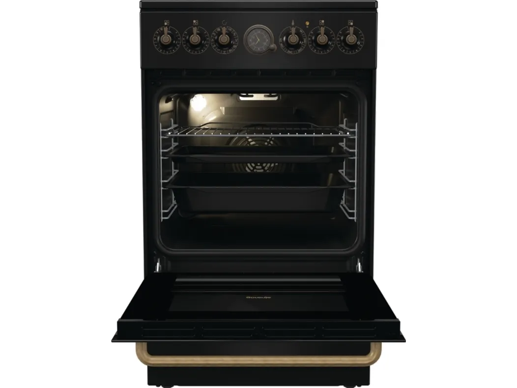 Gorenje Classico GECS5B70CLB - Komfur - med dampfunktion - fritstående - bredde: 50 cm - dybde: 59.4 cm - højde: 85 cm - med selv-rengøring - sort