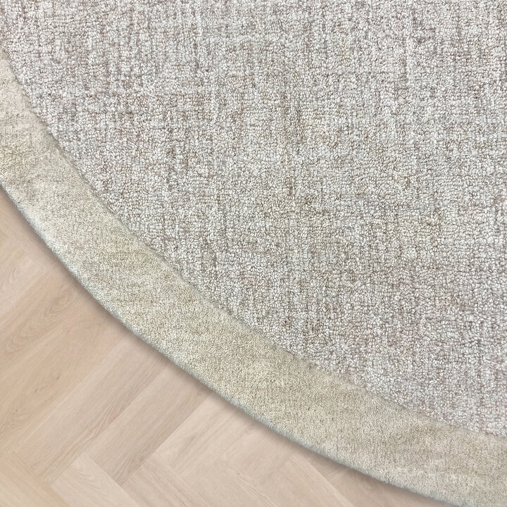 Rond vloerkleed laagpolig - Elena Border Taupe -Handgetuft