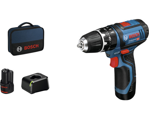 Bosch Professional GSB 12V-15 accu-slagboormachine, inclusief 2 accu's (2,0 Ah) en lader